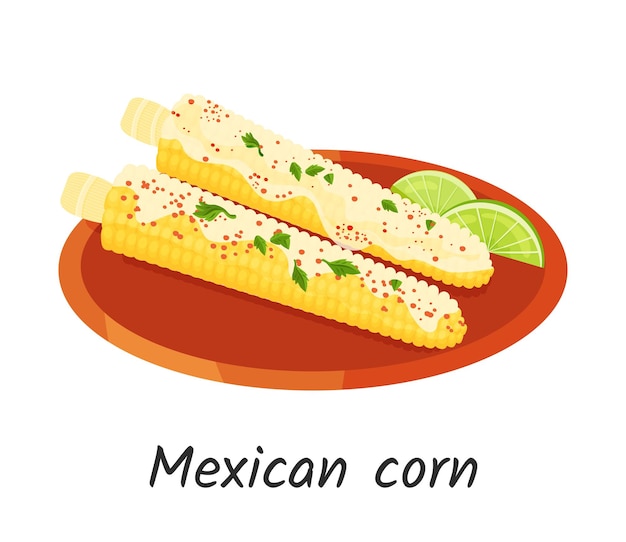 Mexican baked corn traditional food Corn on the cob in sauce on plate