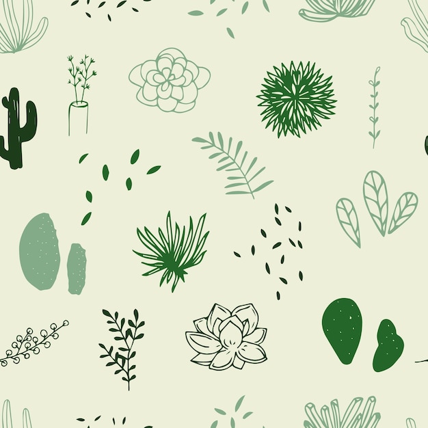 Mexican cactus seamless pattern