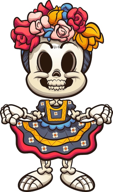 Mexican catrina skeleton with typical dress from Oaxaca