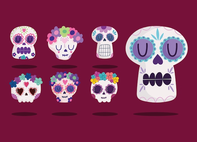 Mexican catrinas skulls