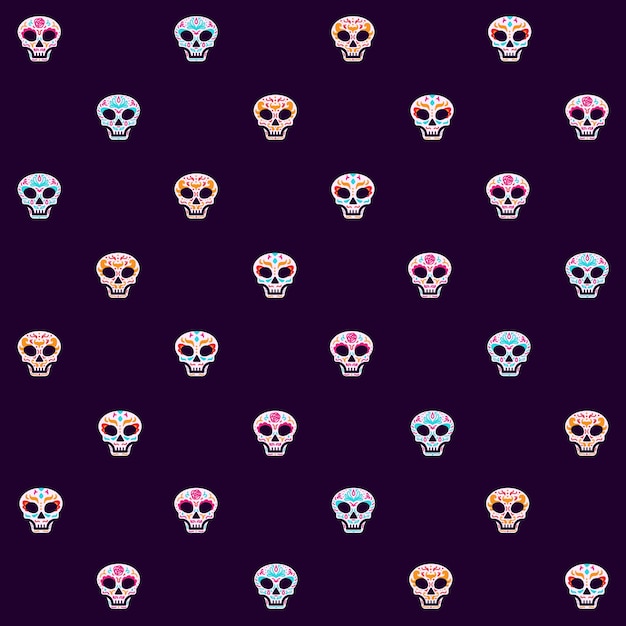 Mexican Cinco De Mayo Skull Seamless Pattern