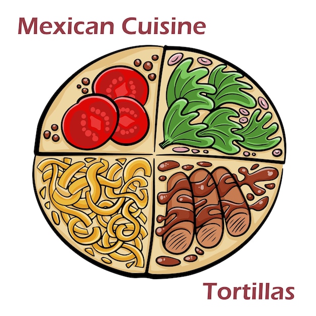 Mexican cuisine tortillas with chili con carne tomato salsa