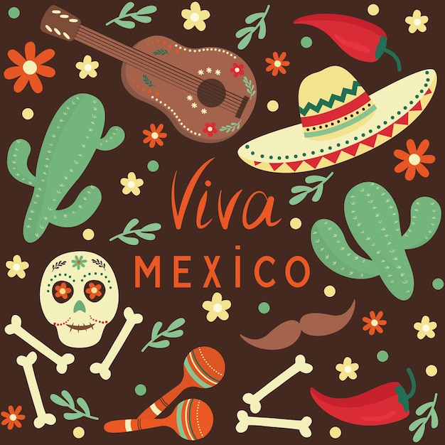 mexican culture attributes clipart collection