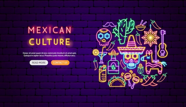 Mexican Culture Neon Banner Design