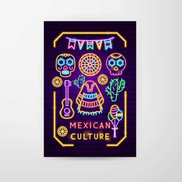 Mexican Culture Neon Flyer