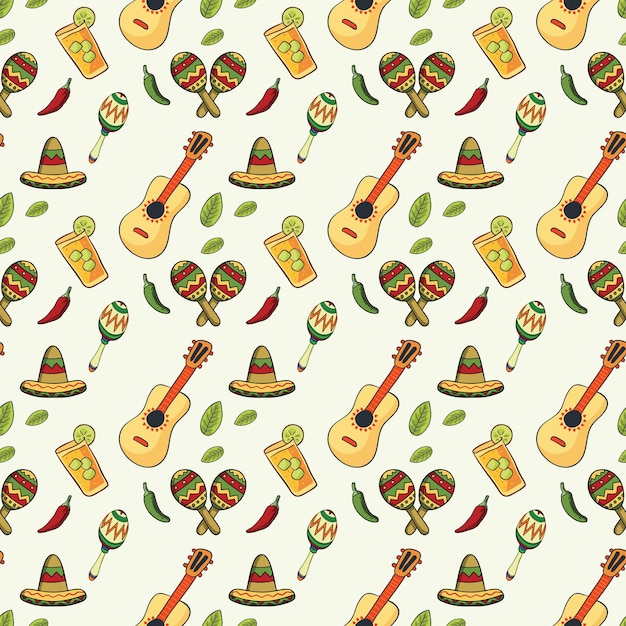 Mexican Culture Seamless Vector Pattern Design