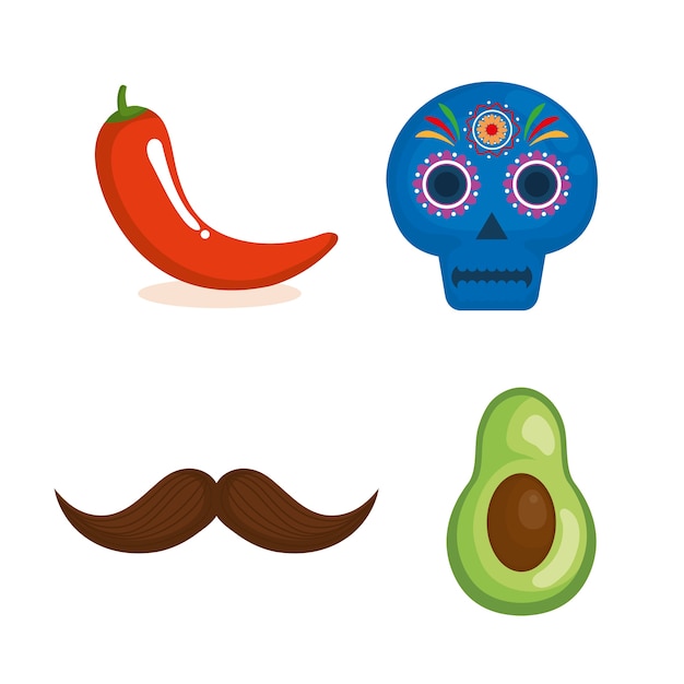 Mexican culture set icons