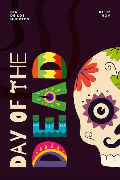 Mexican Day of the Dead party poster Dia de Los Muertos national Mexico festival greeting card