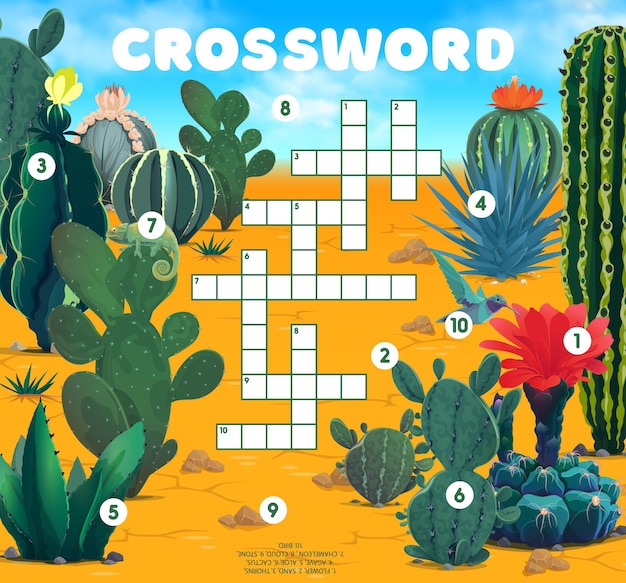 Mexican desert flora and fauna crossword grid