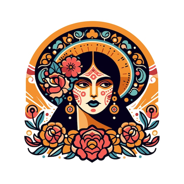 Mexican female flat vector design