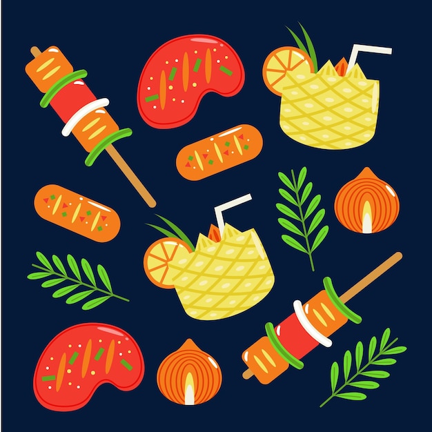 Mexican food barbecue and pineapple juice pattern