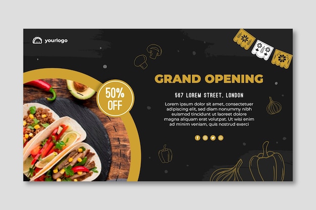 Mexican food horizontal anner template