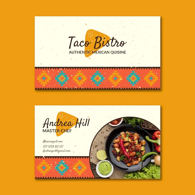 Mexican food horizontal business card