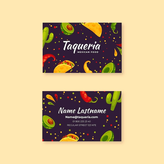 Mexican food horizontal business card