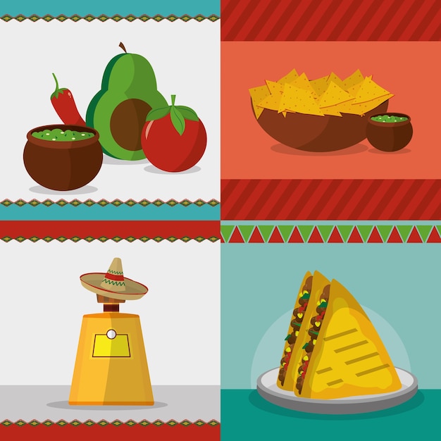 Mexican food icon set