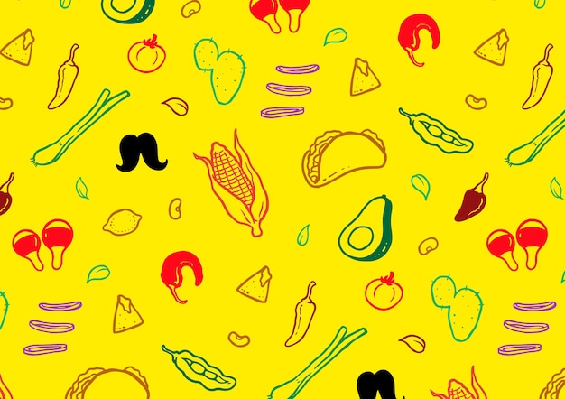 Mexican food pattern background