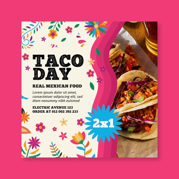 Mexican food square flyer