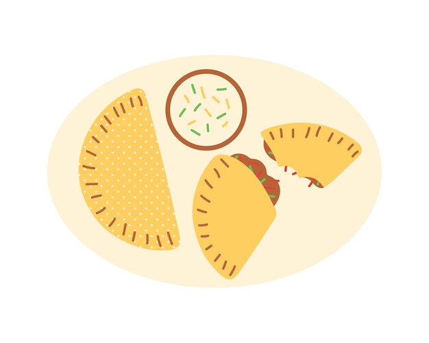 Mexican food vector illustration in flat style Traditional mexican tacos