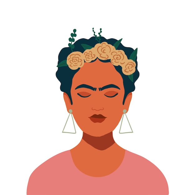 Mexican girl with flower wreath on the hair