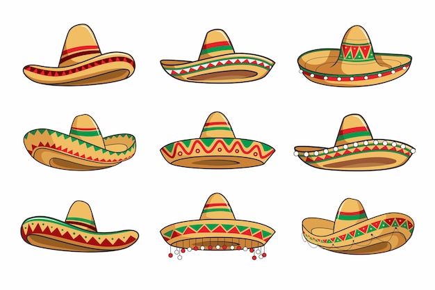 Mexican Hat Sombrero Set isolated on white