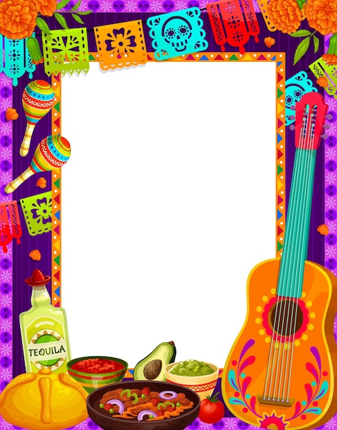 Mexican holiday frame with Tex Mex cuisine food