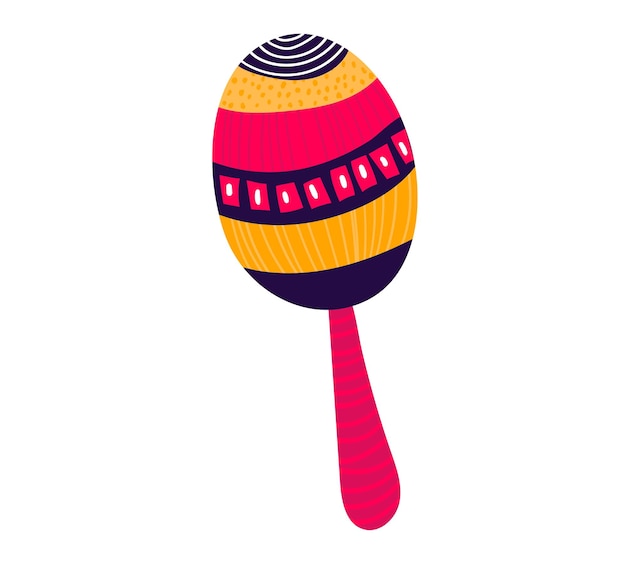 Mexican maraca for play music mexico concept traditional holiday stuff icon isolated on white flat