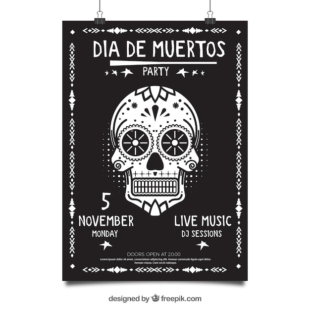 Mexican party poster with elegant style