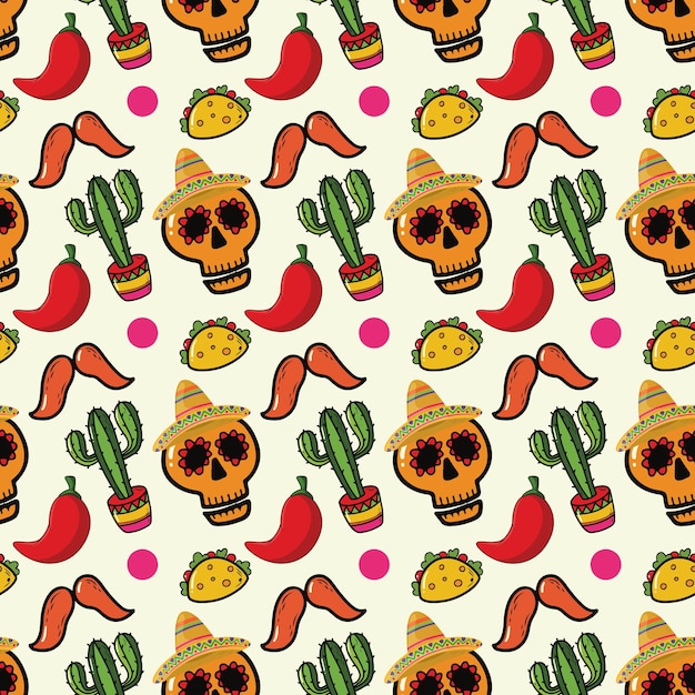 Mexican Powermix Seamless Vector Pattern Design