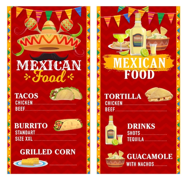 Mexican restaurant menu template food and drink