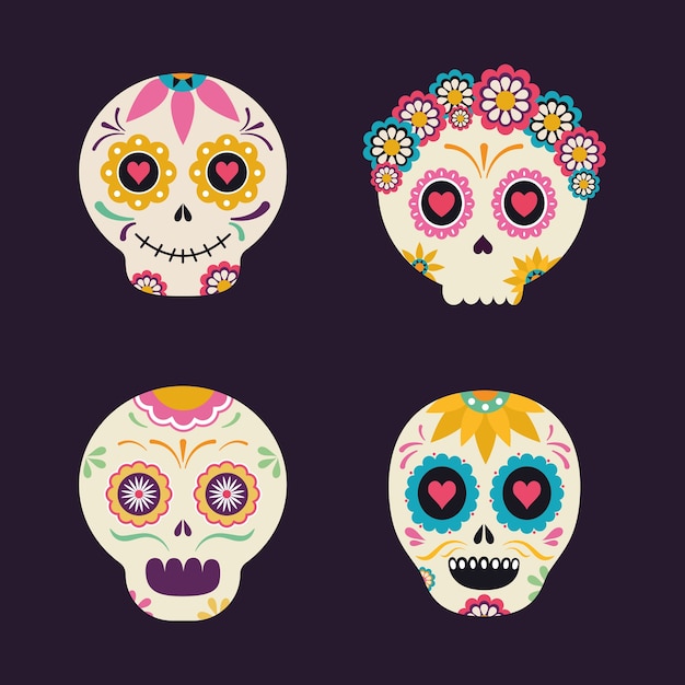 Mexican skull heads set design, Mexico culture theme