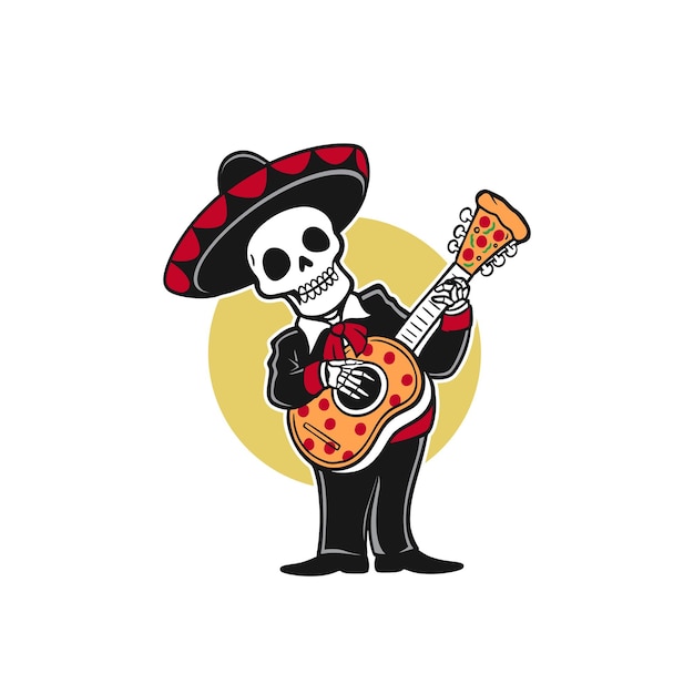 Mexican skull pizza logo