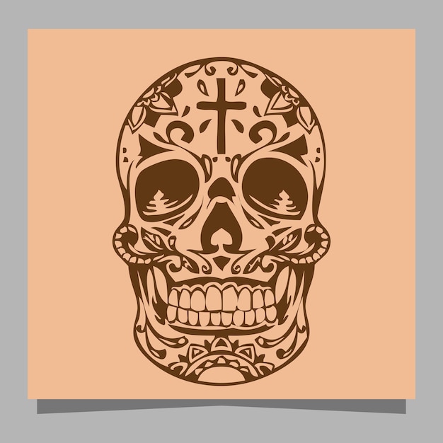 mexican skull suitable for tattoo hand drawn on paper