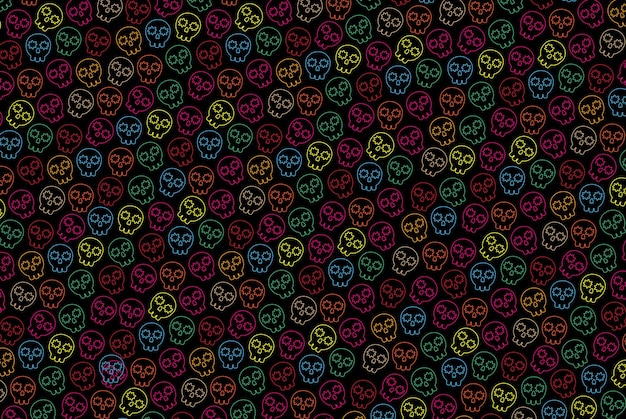 Vector mexican skulls colorful pattern background