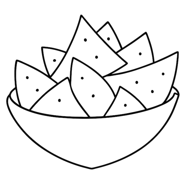 Vector mexican snack nachos outline coloring book page line art drawing