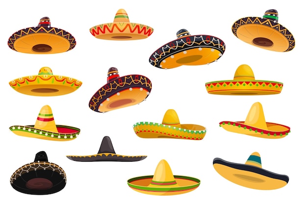 Mexican sombrero hat isolated objects