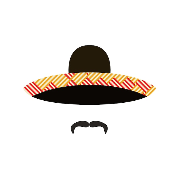 Mexican Sombrero hat with mustache