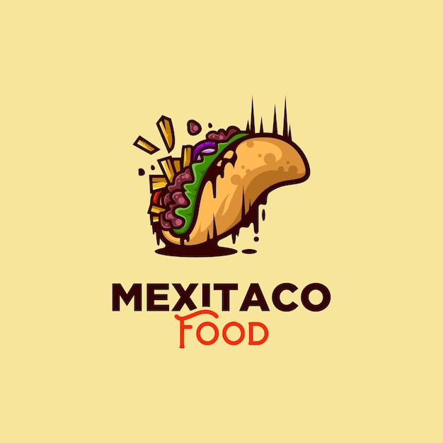 mexican taco food logo with playful design and illustration