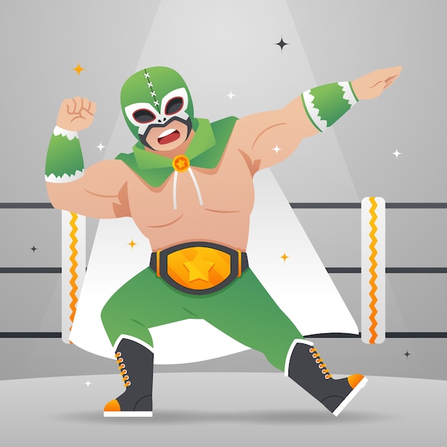 Vector mexican wrestler illustration design