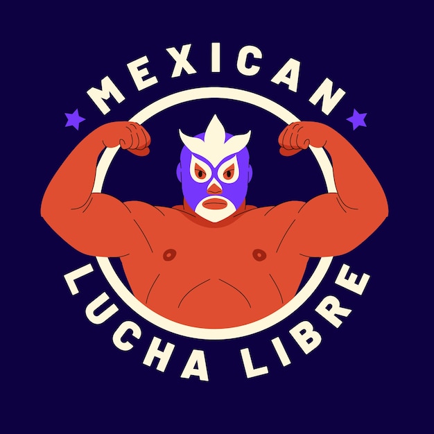 Mexican wrestler logo design template