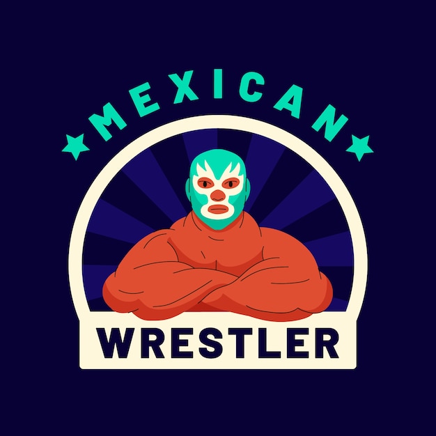 Mexican wrestler logo design template