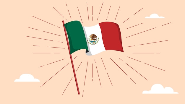 Vector mexico flag hand drawn vector illustration