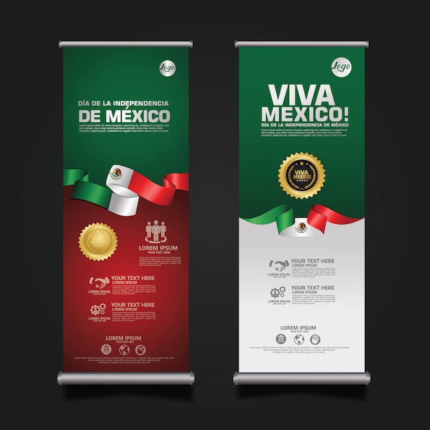 Mexico Independence Day Celebration, roll up banner set   Template.