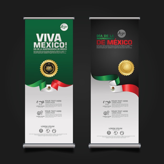 Mexico Independence Day Celebration, roll up banner set   Template.