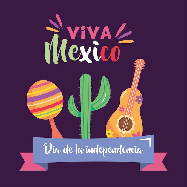 Mexico independence day design with maracas