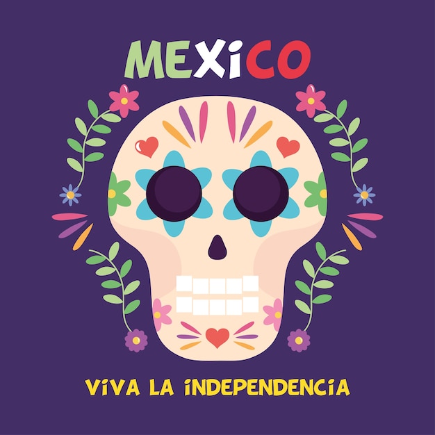 Mexico independence day design with sugar skull