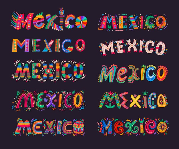 Mexico lettering elements, Mexican typography