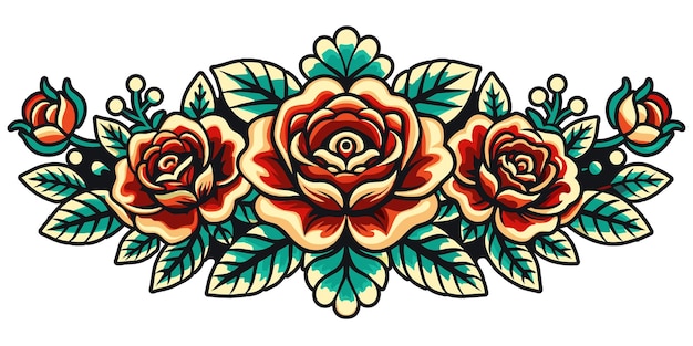 Mexico mexican roses for festival Cinco de mayo Retro old school roses for chicano tattoo