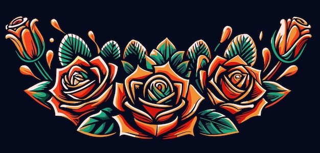 Mexico mexican roses for festival Cinco de mayo Retro old school roses for chicano tattoo