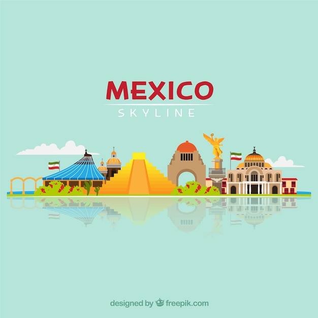 Mexico skyline and monuments