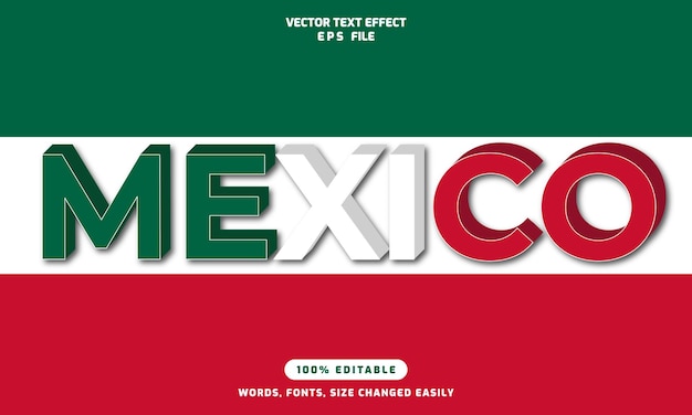 Mexico words editable 3d text effects template stylish font vector illustration